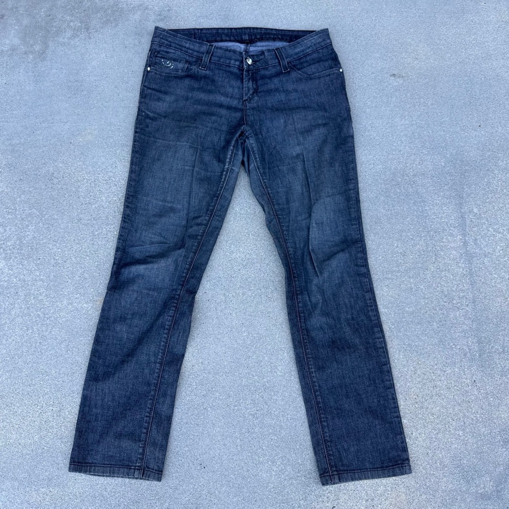 Levi's Diva Women Dark Wash Low Rise Straight Leg Jeans Rhinestone Size 30